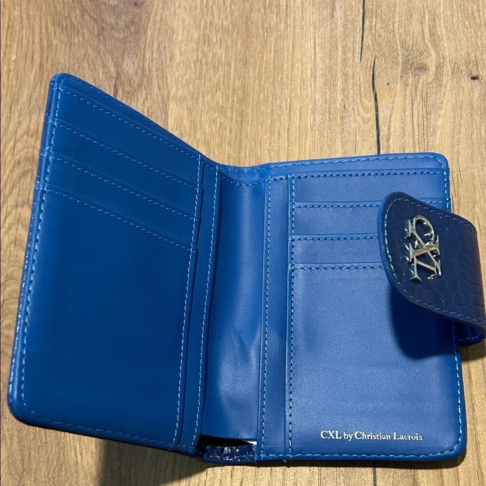NWT CXL by Christian Lacroix Blue Croc-Embossed Faux Leather Bifold Wallet NWT - Picture 3 of 11